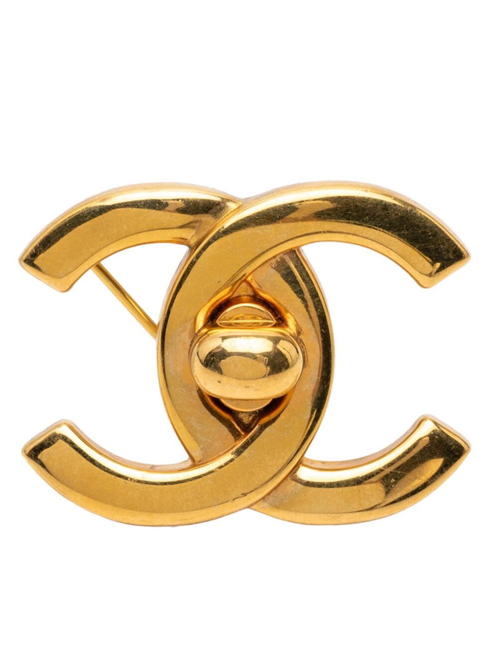 Chanel Cc Logo Turnlock Brooch Metal #275794C10B